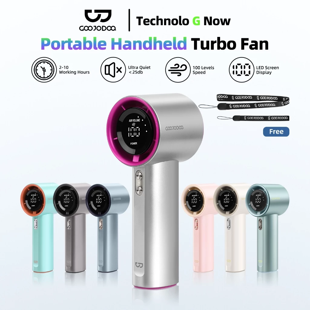 Quạt Mini Cầm Tay GOOJODOQ – 100 Cấp Gió, Pin Trâu, Mát Mẻ Suốt Ngày Dài